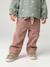 Wide Trousers in Corduroy with Flowers Belt for Babies beige+old rose 
