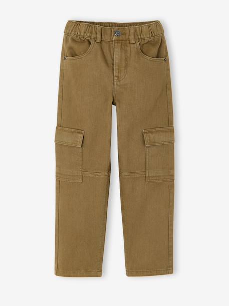 Cargo trousers for boys denim blue+olive 
