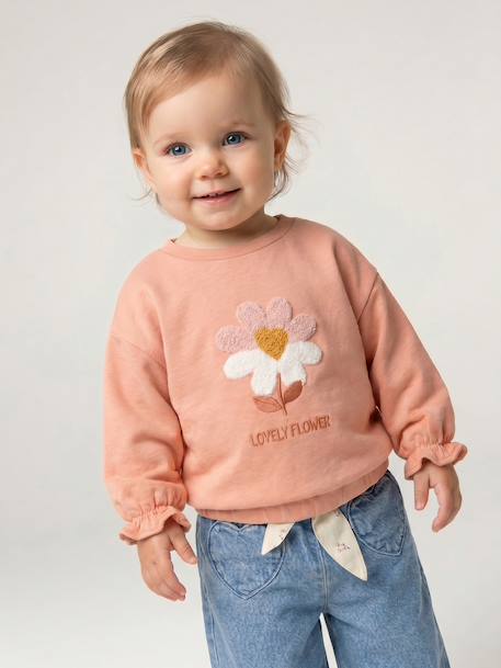 Long-sleeved sweatshirt for baby girls apricot 