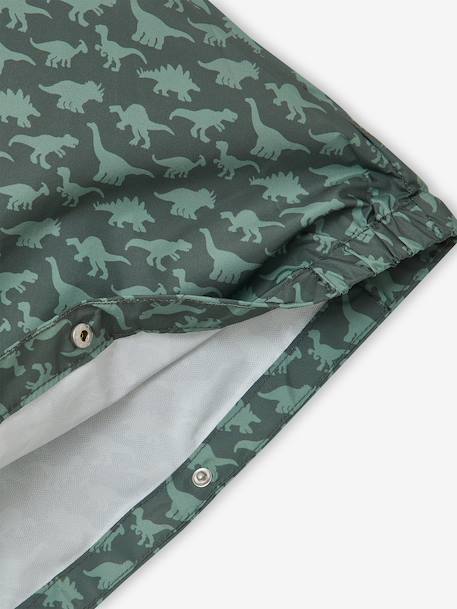 Hooded Rain Poncho with Dinosaur Print for Boys indigo+khaki 