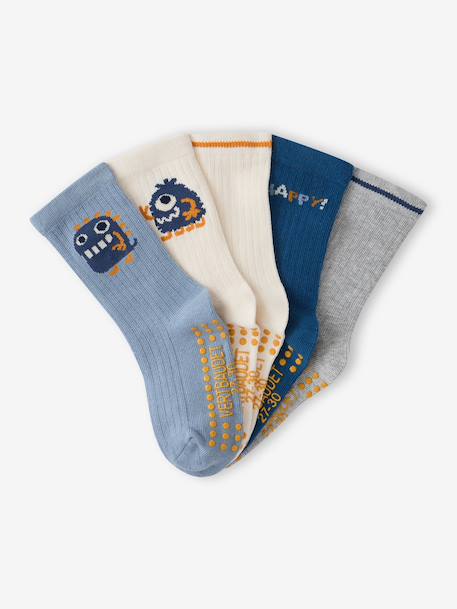 Pack of 5 socks for boys grey blue 