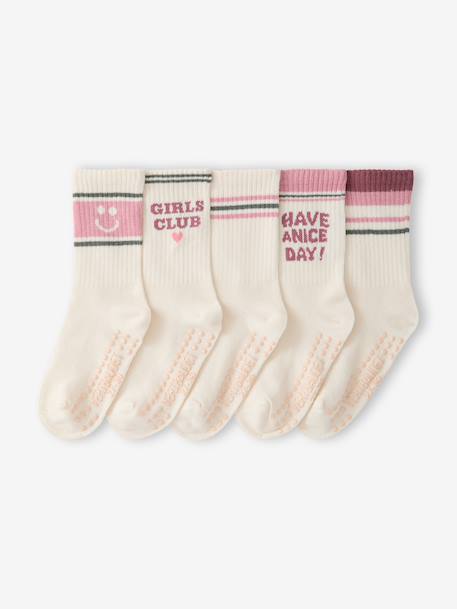 Pack of 5 socks for girls ecru 