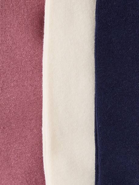Pack of 3 Pairs of Tights for Girls BLUE DARK TWO COLOR/MULTICOL+cinnamon+Grey+mauve+navy blue+old rose+plum+rosy 
