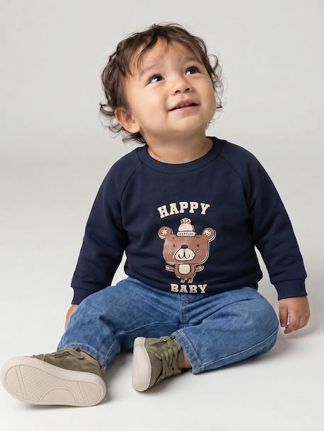 Baby long-sleeved sweatshirt navy blue+ochre 