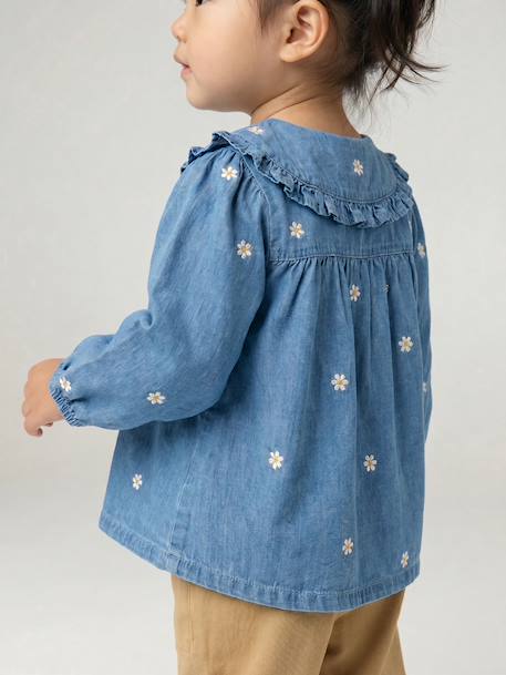 Denim blouse with long sleeves for baby girls stone 