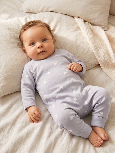 Pack of 2 baby sleepsuits with back opening sky blue 