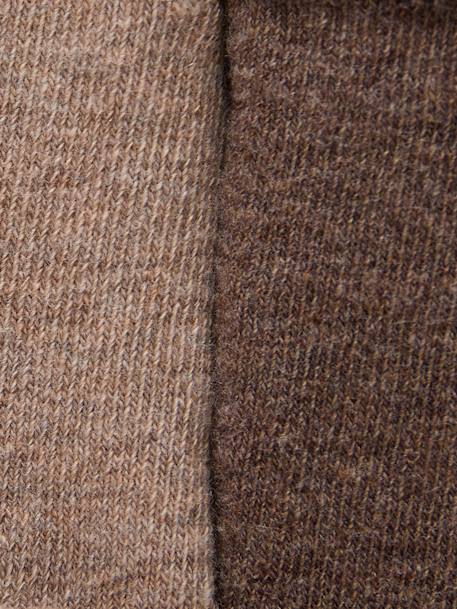 Pack of 2 Pairs of Rib Knit Tights for Girls brown+marl grey+night blue 