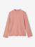 Roll-neck top for girls ecru+old rose 
