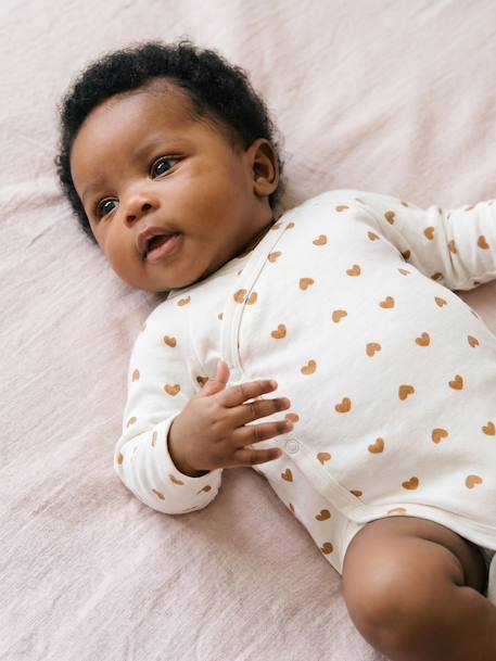 Pack of 5 long-sleeved bodysuits for newborn girls ecru 