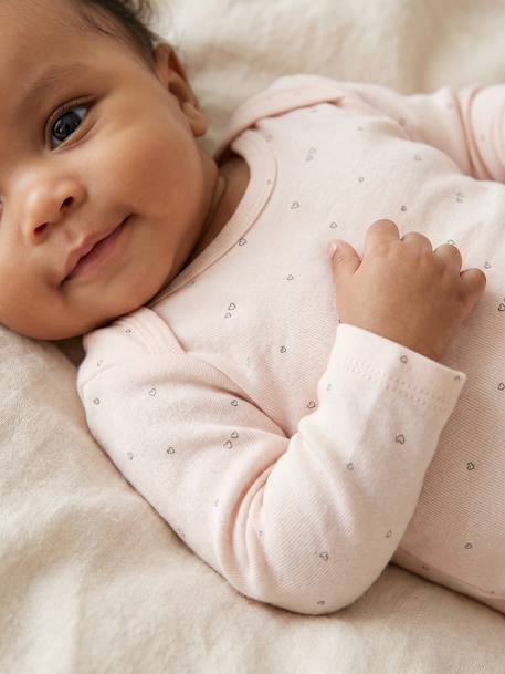Pack of 3 long-sleeved bodysuits for baby pale pink 