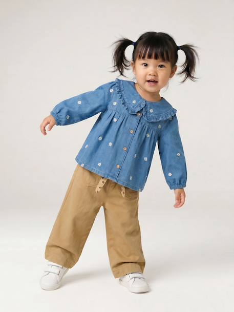Denim blouse with long sleeves for baby girls stone 