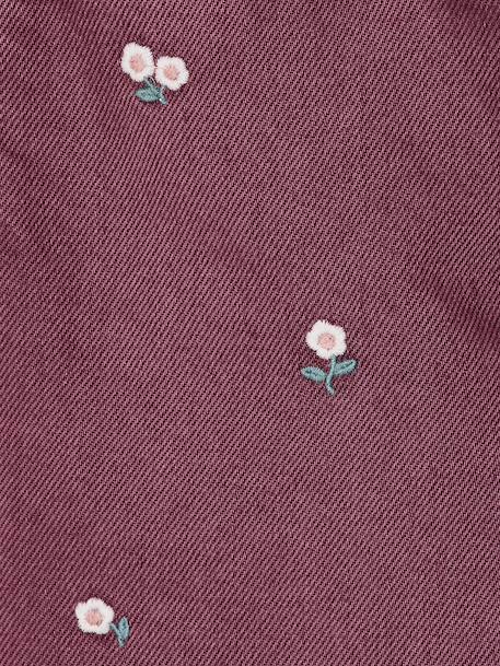 Embroidered girl's mom fit trouser grey green+plum+rosy 