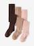 Pack of 3 Pairs of Tights for Girls BLUE DARK TWO COLOR/MULTICOL+cinnamon+Grey+mauve+navy blue+old rose+plum+rosy 