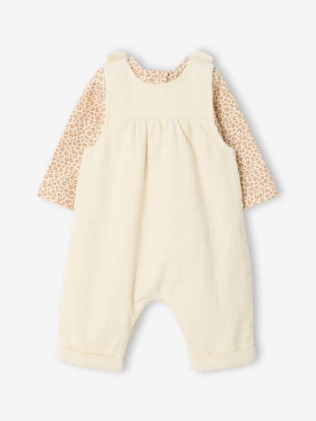 Dungaree set and bodysuit for baby girls vanilla 