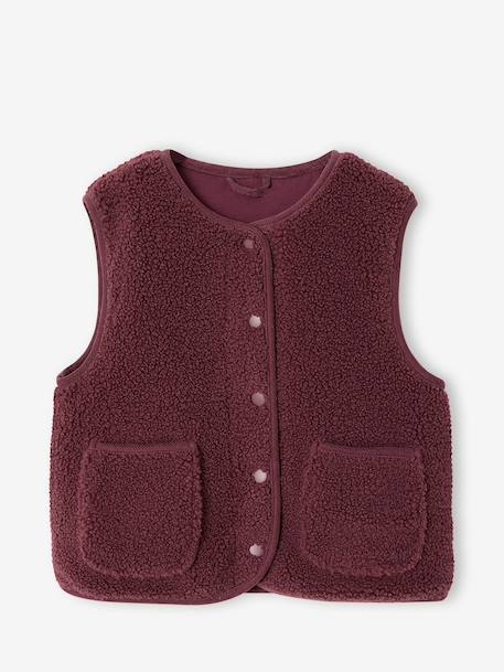 Sleeveless Sherpa Jacket for Girls blush+plum+vanilla 