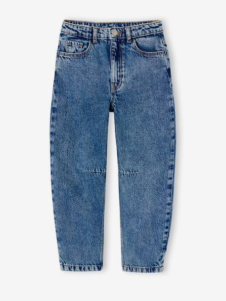 Balloon jeans for girls bleached denim+medium blue 
