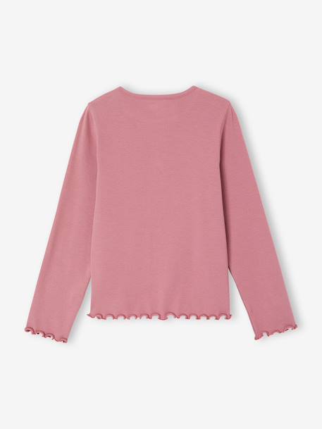 Long-sleeved T-shirt for girls ecru+mauve+taupe 