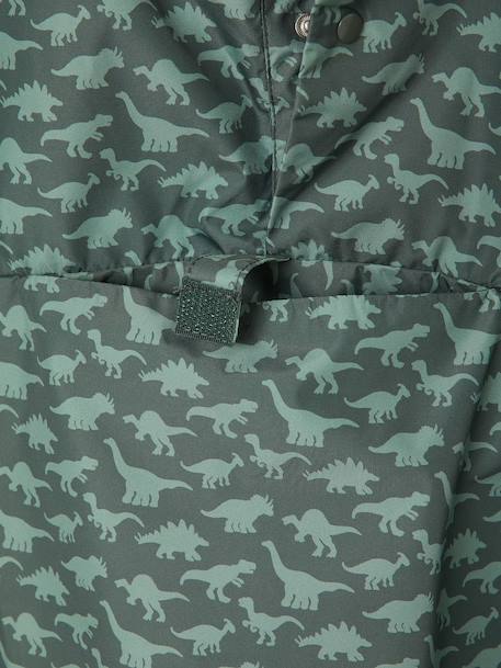 Hooded Rain Poncho with Dinosaur Print for Boys indigo+khaki 