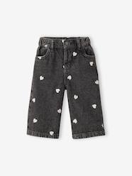 Baby-Wide-leg jeans with small embroidered hearts