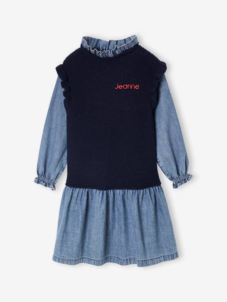 2-in-1 Dress for Girls navy blue 