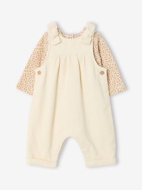 Dungaree set and bodysuit for baby girls vanilla 