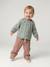 Long-sleeved T-shirt for baby girls sage green+vanilla 