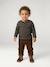 Long-sleeved striped T-shirt for baby cappuccino+khaki 