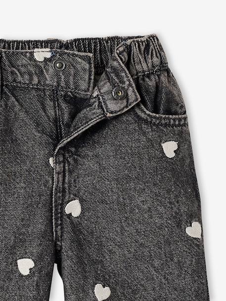 Wide-leg jeans with small embroidered hearts denim grey+double stone+stone 