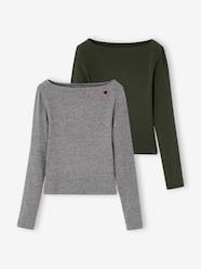 Girls-Pack of 2 Ribbed T-Shirts for Girls, JONEN