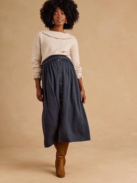 Buttoned maternity skirt dark grey 