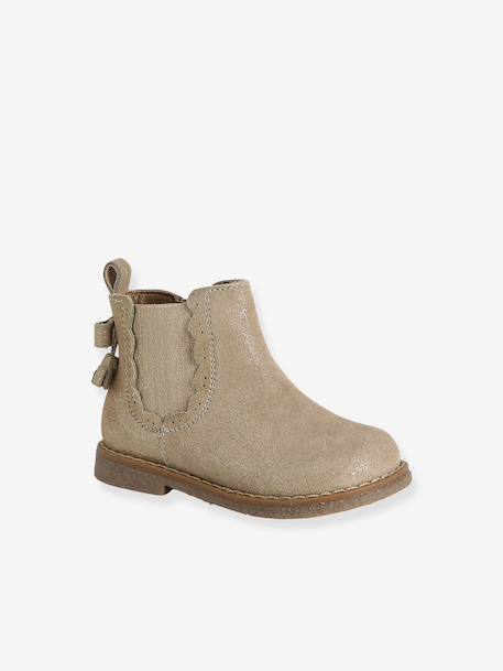 Pair of baby first steps boots black+golden yellow 