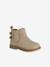 Pair of baby first steps boots black+golden yellow 