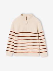 Boys-Cardigans, Jumpers & Sweatshirts-Jumpers-Striped Long-Sleeved Trucker Jumper for Boys