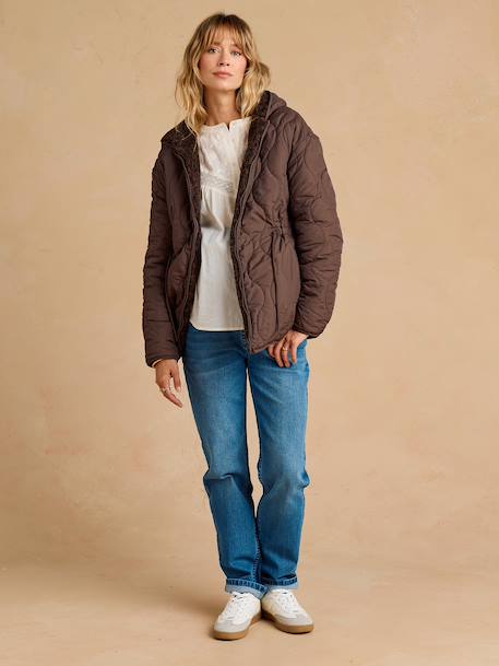Adaptive & Reversible Padded Jacket, for Maternity & Babywearing by ENVIE DE FRAISE chocolate+khaki 