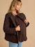 Adaptive Padded Jacket with Kangaroo Panel in Cotton Gauze for Maternity & Post-Maternity by ENVIE DE FRAISE chocolate+ecru+khaki 