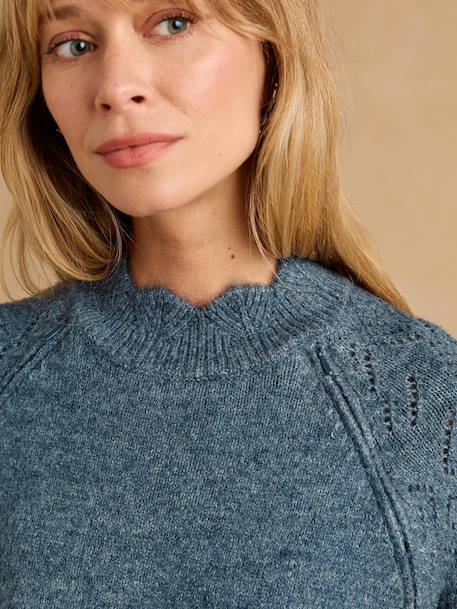 Maternity and nursing jumper dress grey blue 