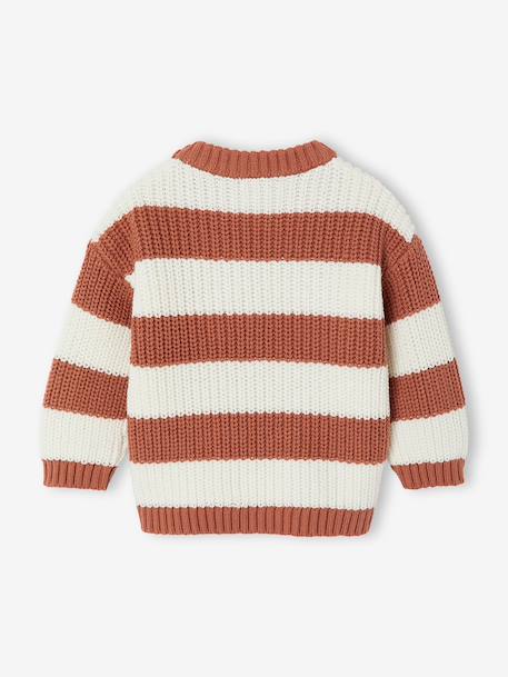 Striped jumper for baby boys navy blue+terracotta 