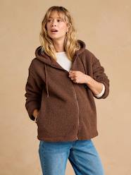 Maternity-Knitwear-Progressive Zipped Sherpa Jacket with Baby Protector by ENVIE DE FRAISE