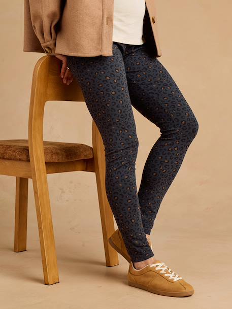 Leopard Print Leggings for Maternity beige+dark grey 