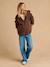 Progressive Zipped Sherpa Jacket with Baby Protector by ENVIE DE FRAISE black+ecru+taupe 