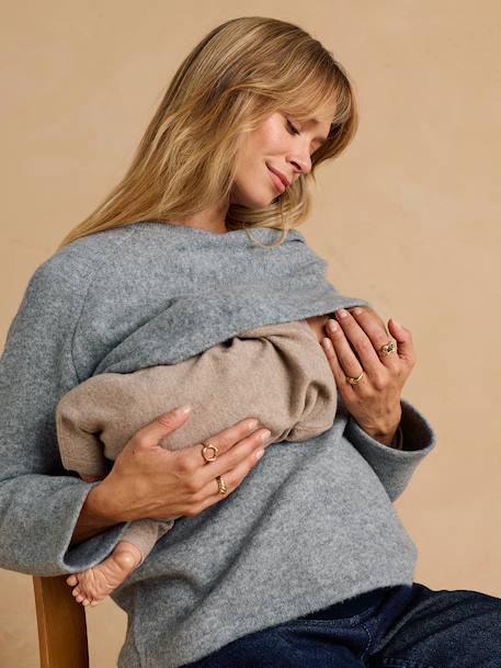 Draped maternity and nursing sweatshirt marl grey 