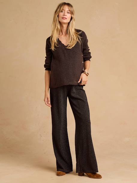 Maternity lurex trousers chocolate 