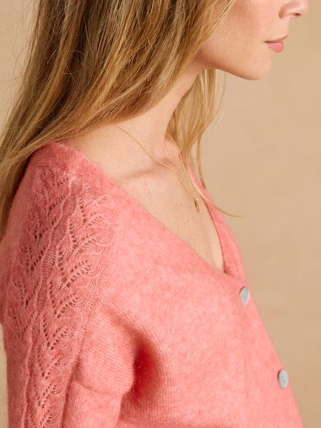 Buttoned maternity and nursing cardigan dusky pink 