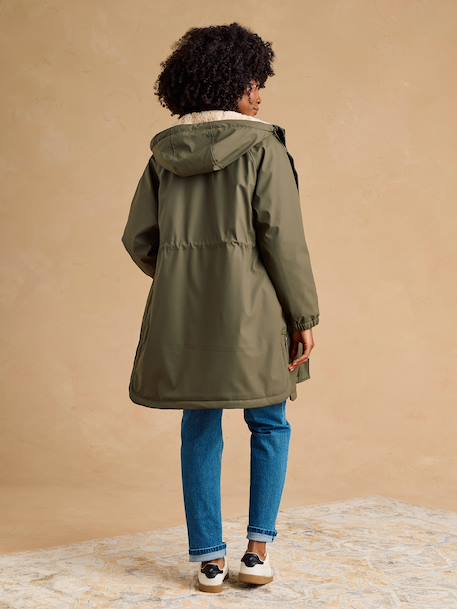 Maternity raincoat with baby cover khaki 