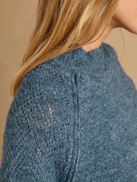 Maternity and nursing jumper dress grey blue 