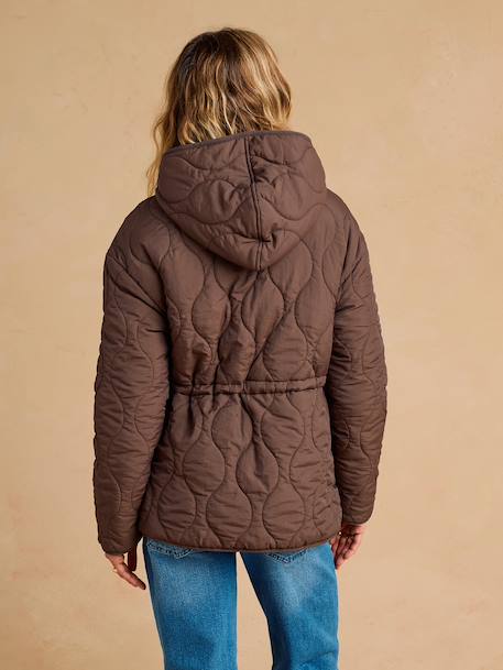 Adaptive & Reversible Padded Jacket, for Maternity & Babywearing by ENVIE DE FRAISE chocolate+khaki 