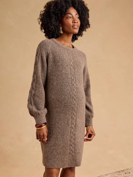 Maternity knitted dress taupe 