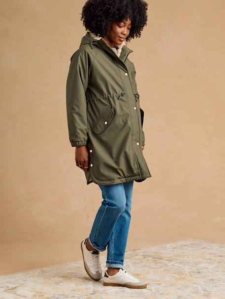 Maternity raincoat with baby cover khaki 