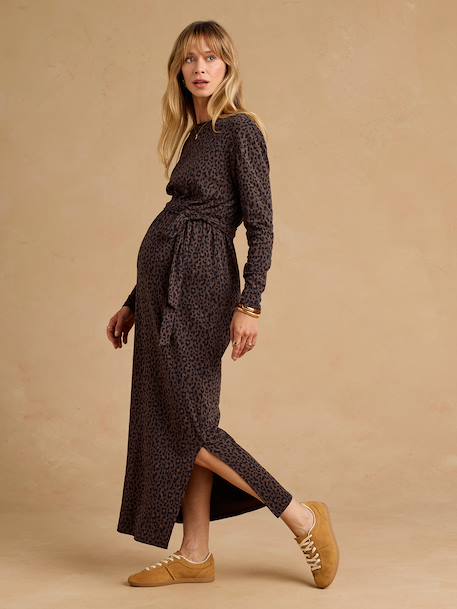 Long maternity dress chocolate 