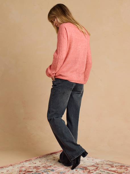 Buttoned maternity and nursing cardigan dusky pink 